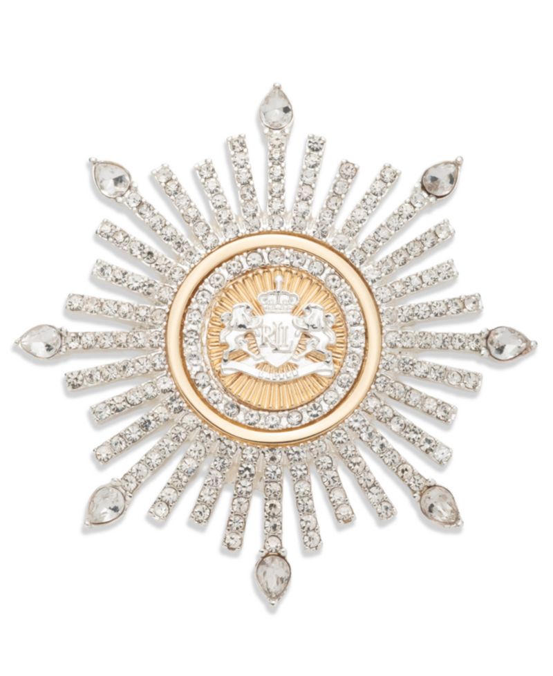 Two-Tone Crystal Crest Burst Pin