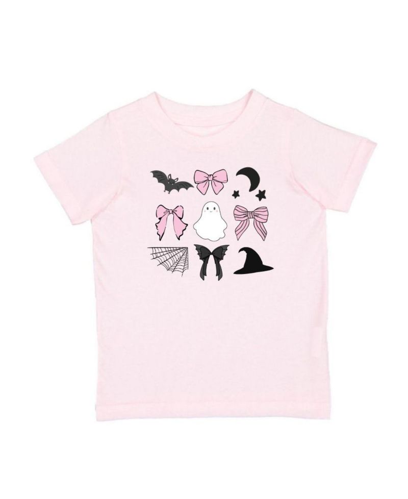 Little and Big Girls Spooky Coquette Halloween Short Sleeve T-Shirt