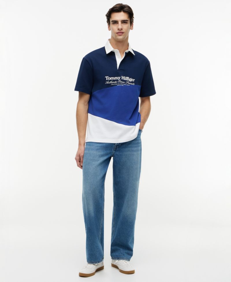 Men's Graphic Color-Block Polo Shirt