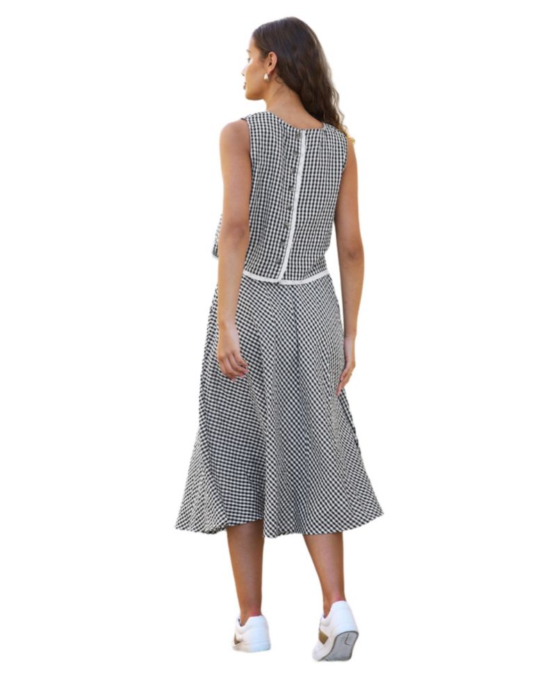 Women's Gingham Cotton Midi Skirt