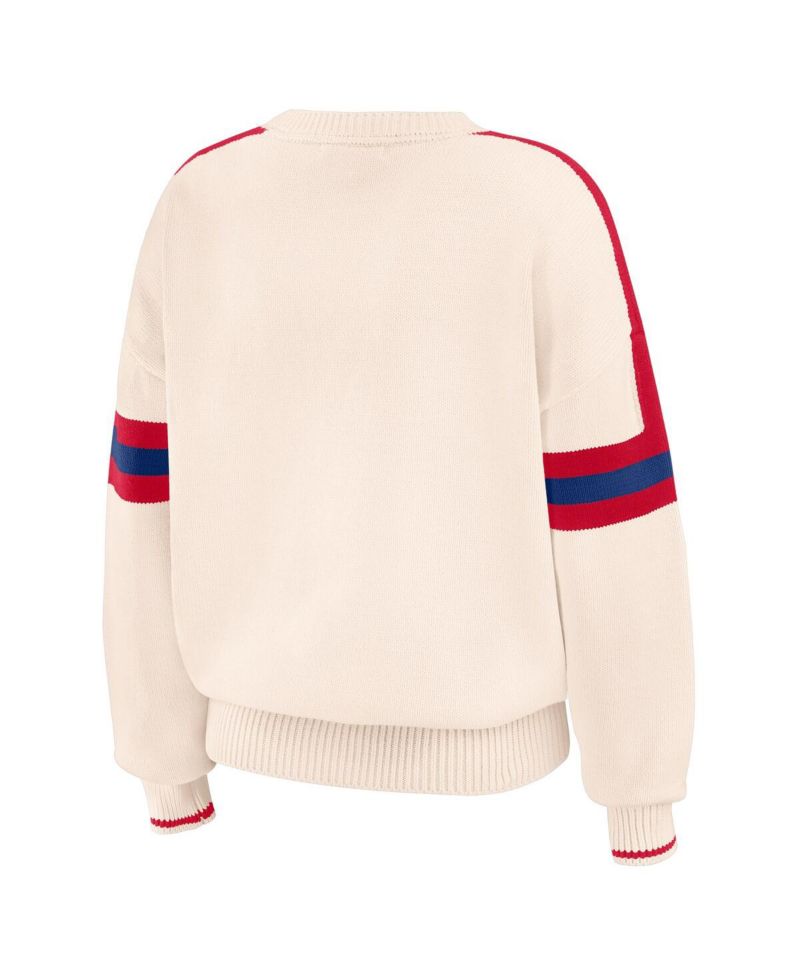 Women's Cream Philadelphia Phillies Stripe Pullover Sweater