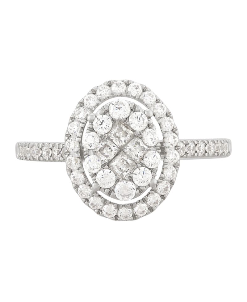 Macy's Diamond Halo Cluster Ring (1 ct. t.w.) in 10k White Gold