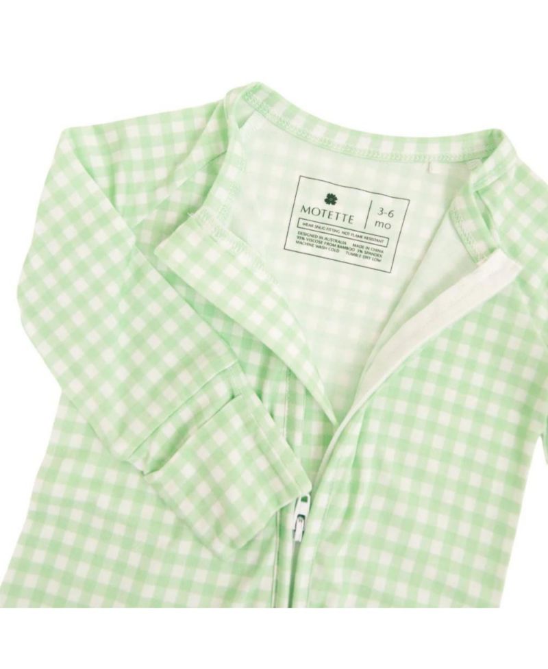 Baby Boy's Pistachio Gingham Bamboo Sleeper