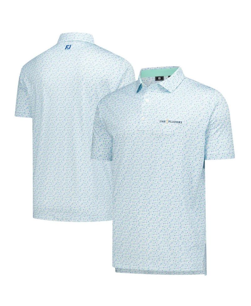 Men's Light Blue THE PLAYERS Surfs Up Print Lisle Polo Shirt