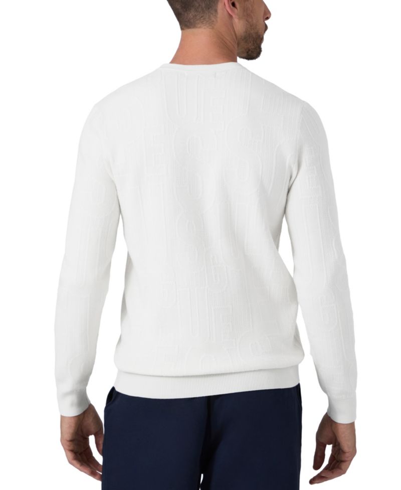 Men's Nestor Allover Tonal Monogram Long-Sleeve Crewneck Sweater