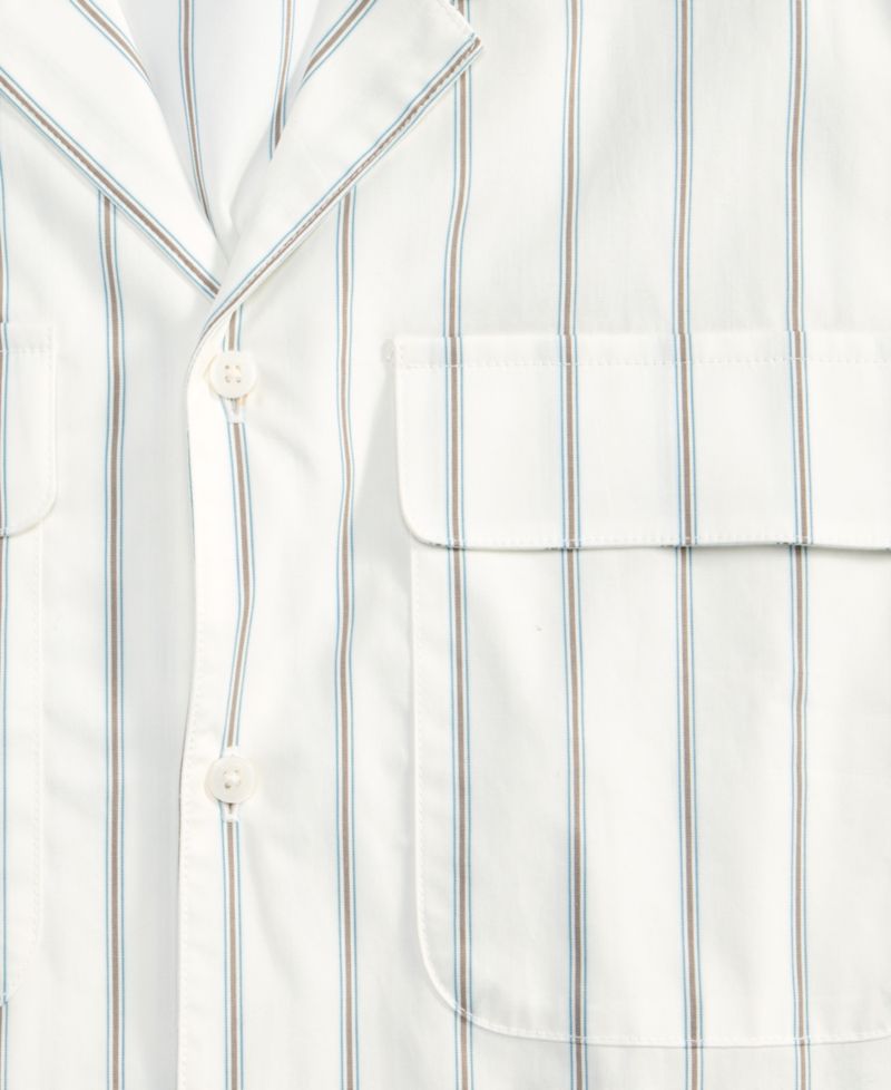 Men's Canvas Stripe Short-Sleeve Camp Shirt