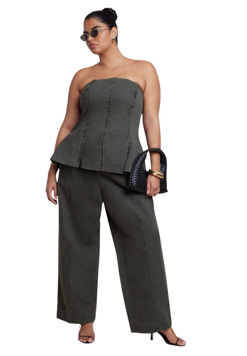 Women's Plus Size Twill Straight Leg Pant