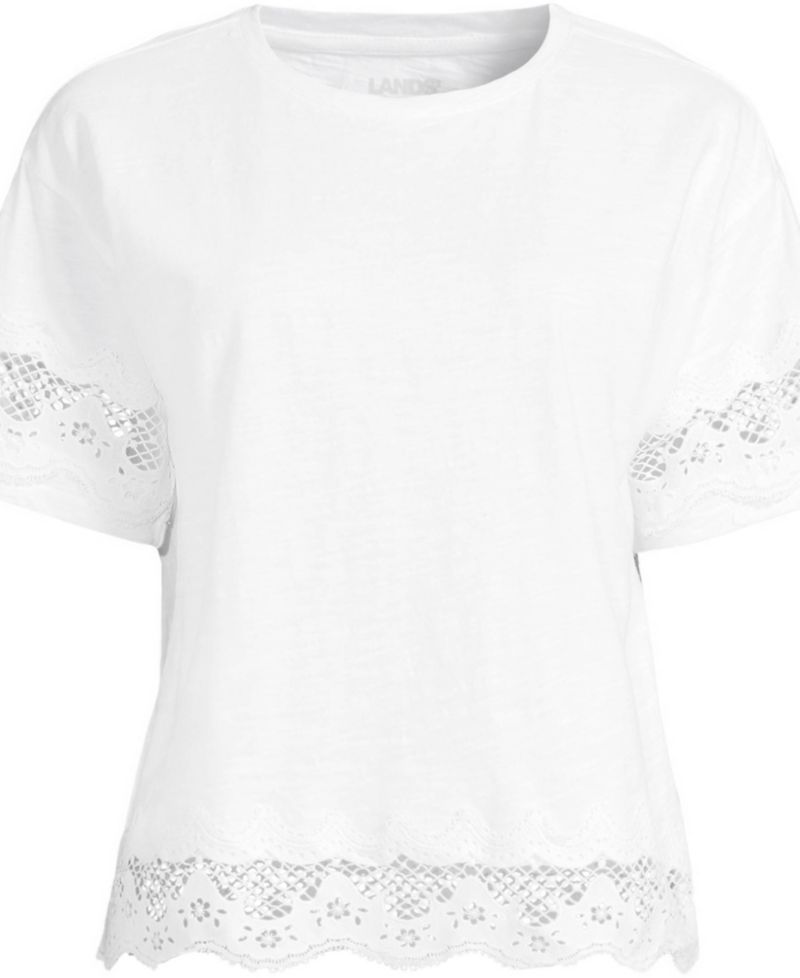Women's Short Sleeve Slub Jersey Cutwork T-Shirt