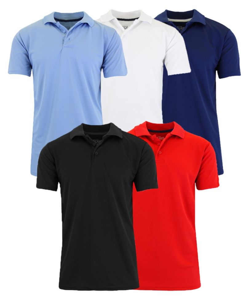Men's Regular-Fit Moisture-Wicking Polo Shirt, 5-Pack