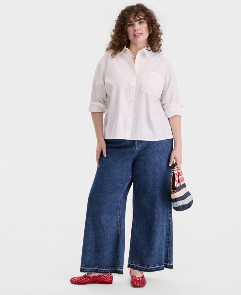 Trendy Plus Size Button-Front Shirt