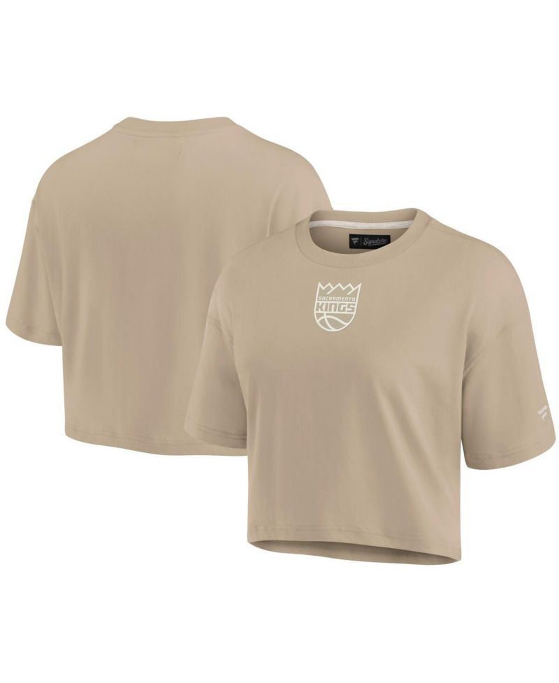 Women's Khaki Sacramento Kings Elements Super Soft Boxy Cropped T-Shirt
