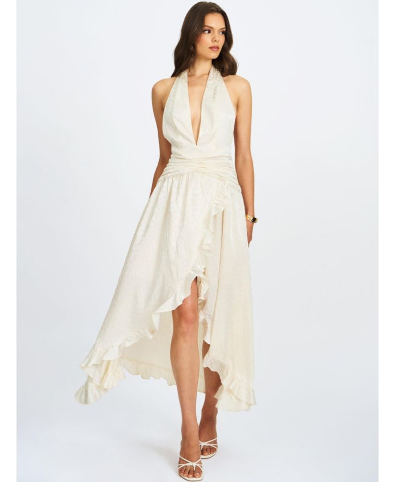 Women's Nalani Floral Ivory Ruffled Halter Maxi Dress