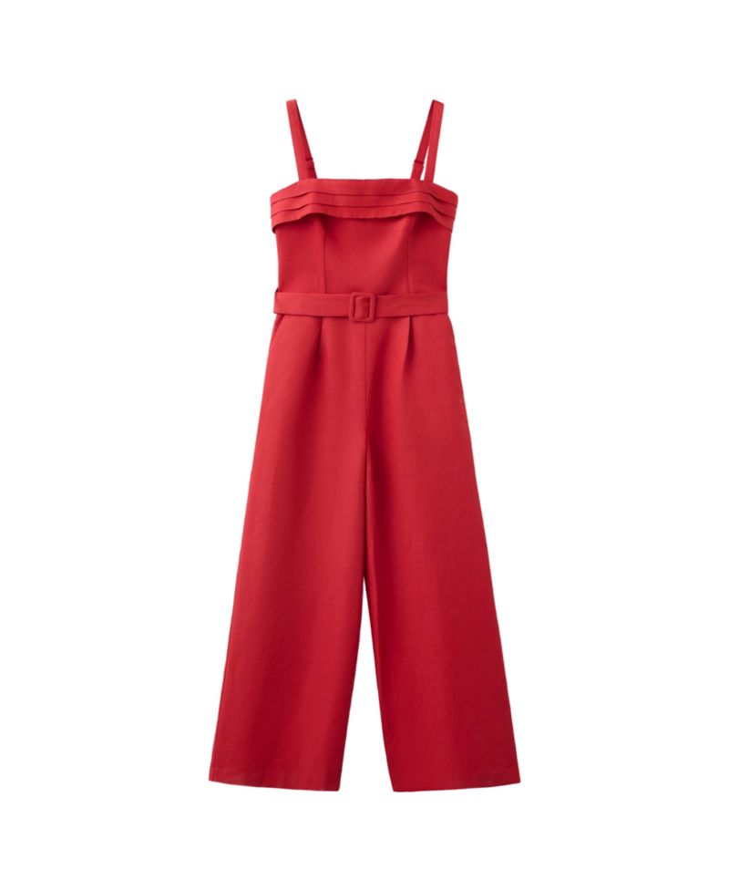 Women's Sleeveless Wide-Leg Linen-Blend Jumpsuit
