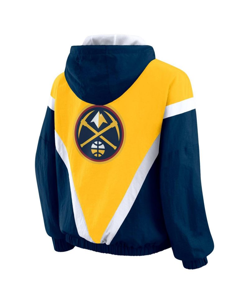 Women's Gold/Navy Denver Nuggets Color Block Full-Zip Hoodie Windbreaker Jacket