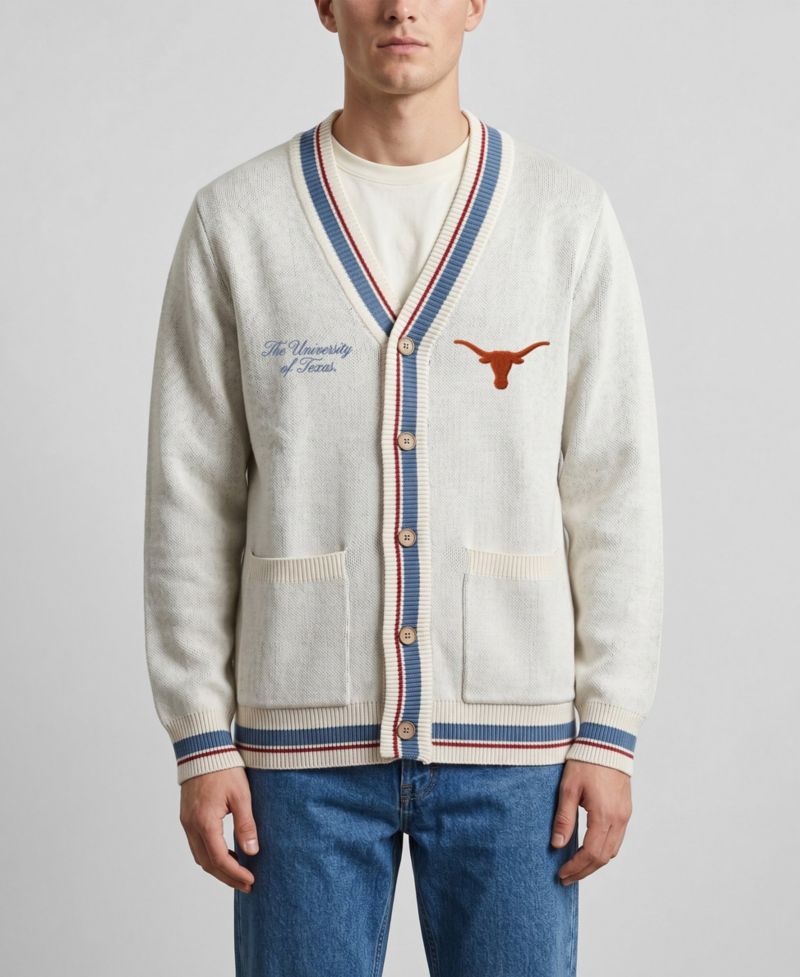 Men's and Women's Natural Texas Longhorns Americana Striped Full-Button Cardigan
