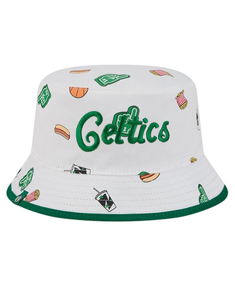 Men's White Boston Celtics Team Cheer Reversible Bucket Hat