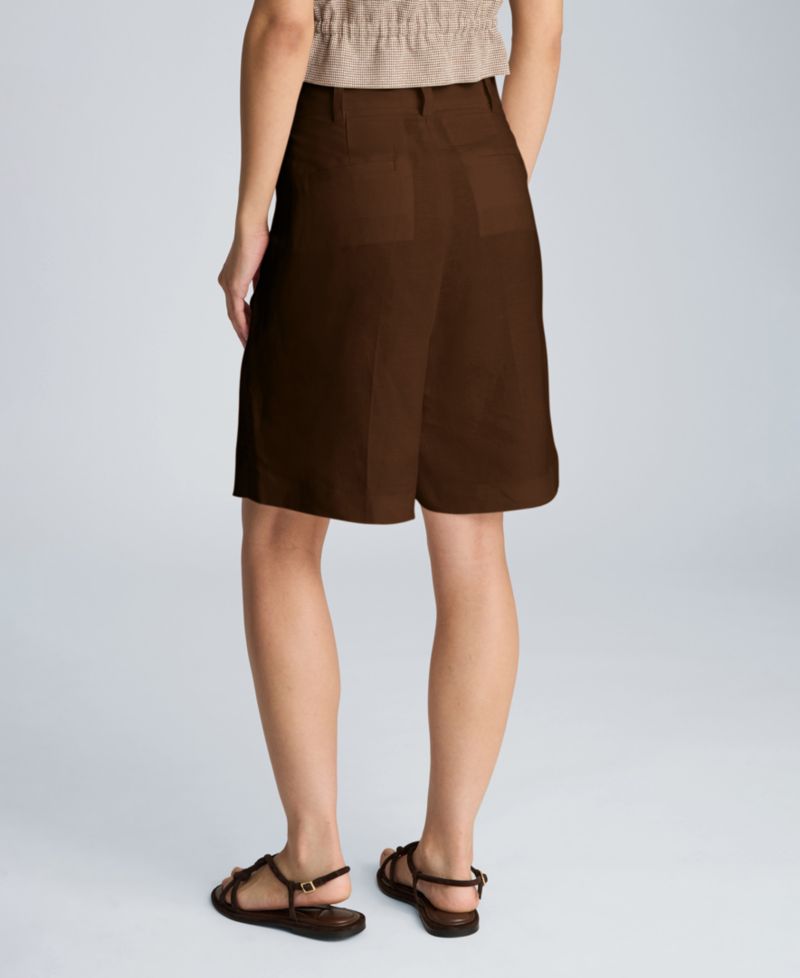 Women's High-Rise Pleated Linen Blend Shorts