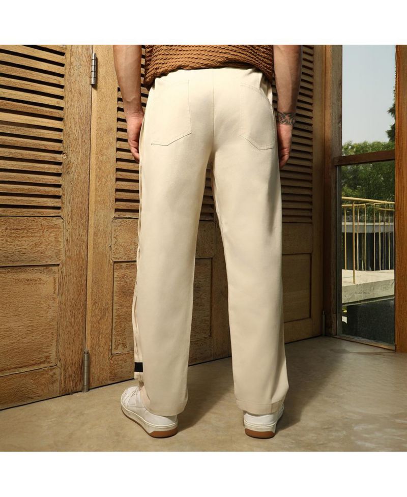 Men's Off-White Side-Snap Straight Trousers