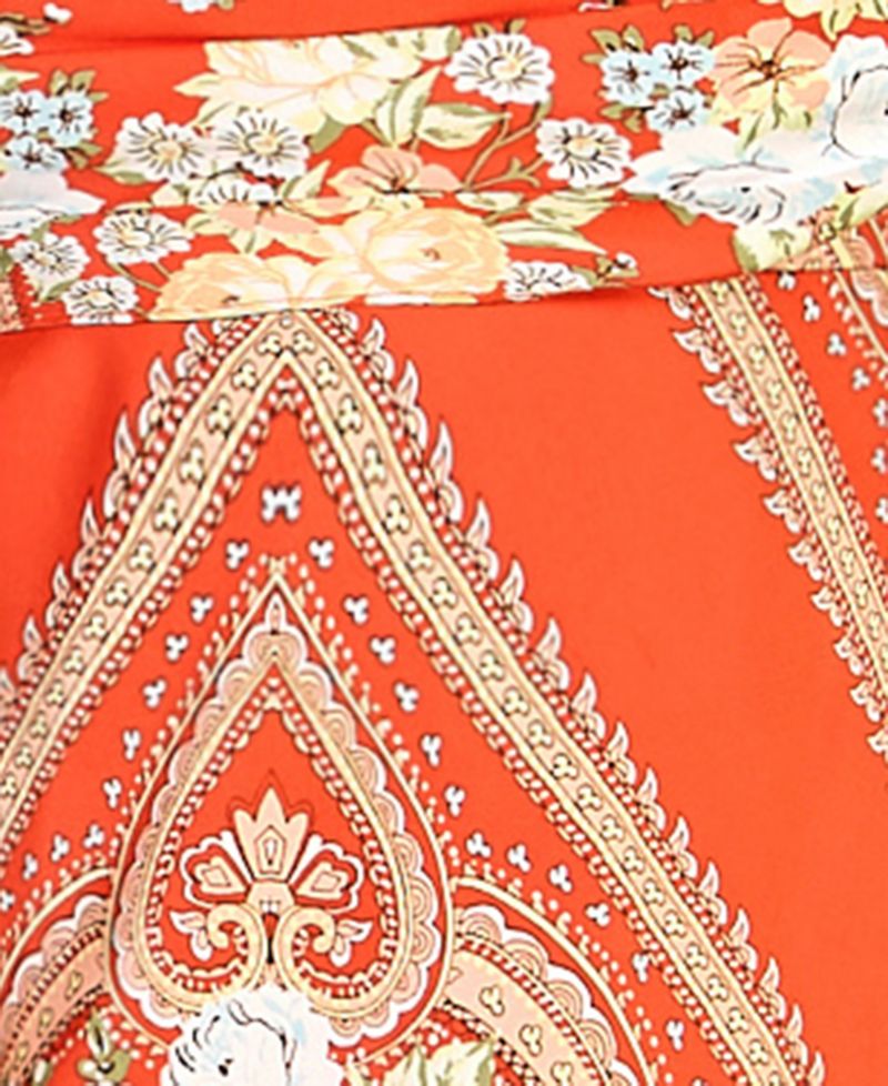 Junior's Satin Scarf Printed Cowl Neck Dress