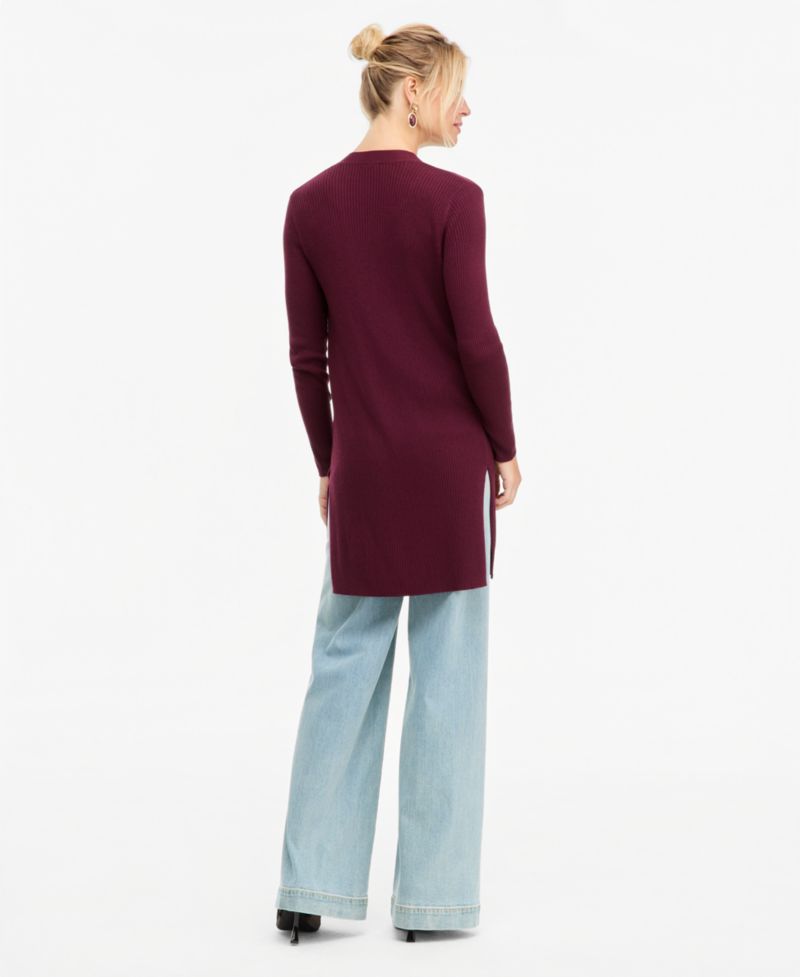 Women's Duster Open-Front Ribbed Cardigan