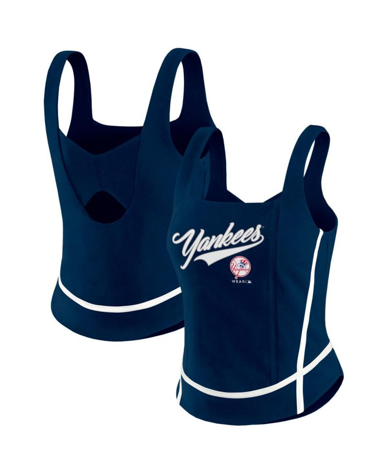 Women's Navy New York Yankees Square Neck Tank Top