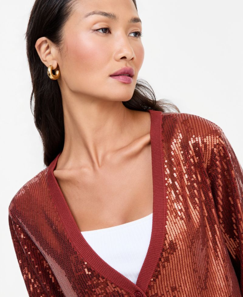 Women's Sequin V-Neck Cardigan