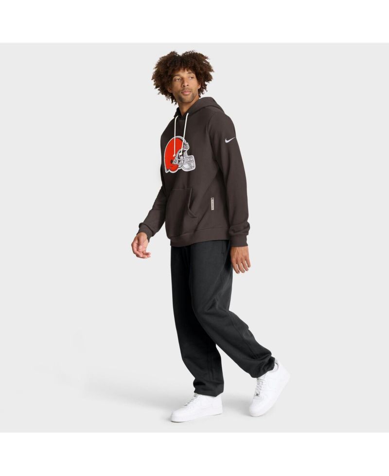 Men's Brown Cleveland Browns Sideline Initial Home Performance Pullover Hoodie