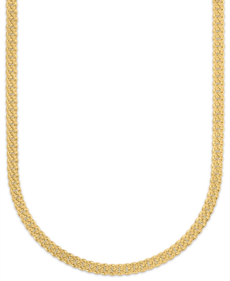 Men's Starburst Diamond-Cut Cuban Link Chain 22" Necklace in 14k Gold over Sterling Silver