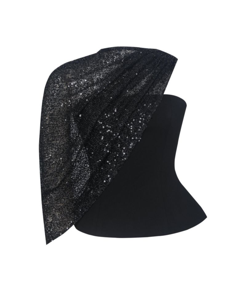 Women's Quinette Peplum Top with Beaded Asymmetrical Cape