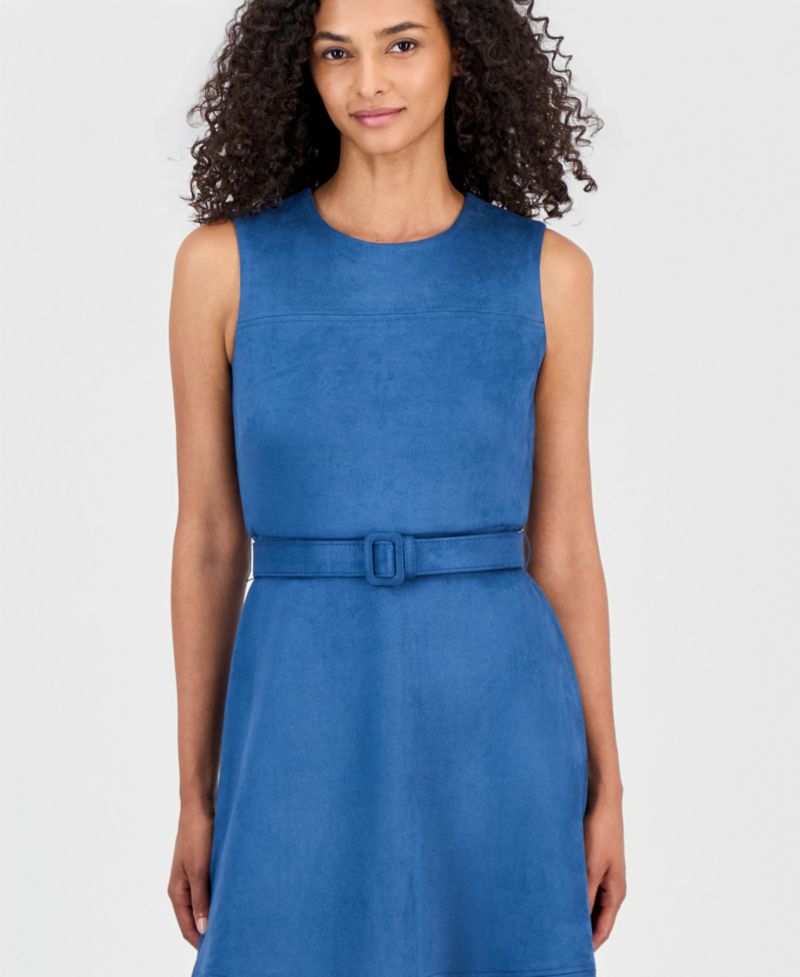Women's Faux-Suede A-Line Midi Dress