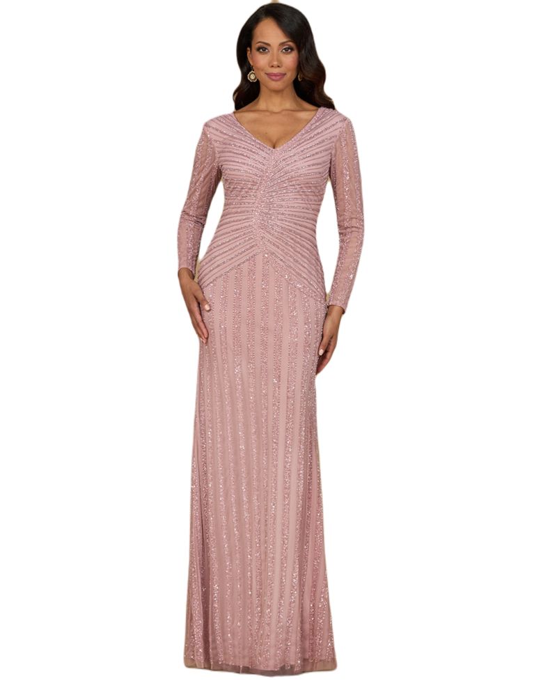 Women's Long Sleeve Beaded Gown