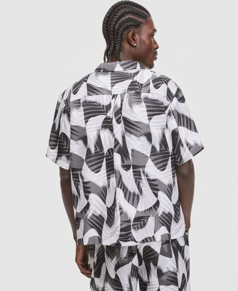Men's Groove Palm Relaxed-Fit Camp Shirt