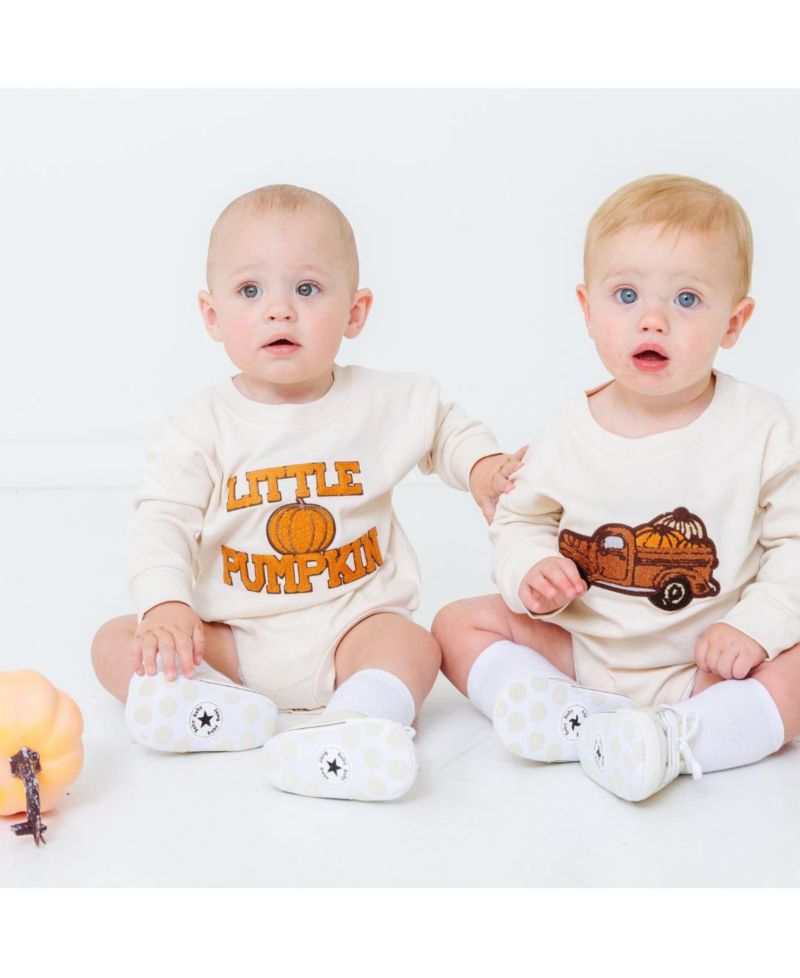 Baby Boy Fall Truck Patch Long Sleeve Romper