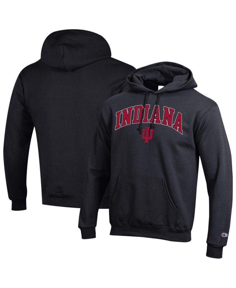 Men's Crimson Indiana Hoosiers Arched Logo Fleece Pullover Hoodie