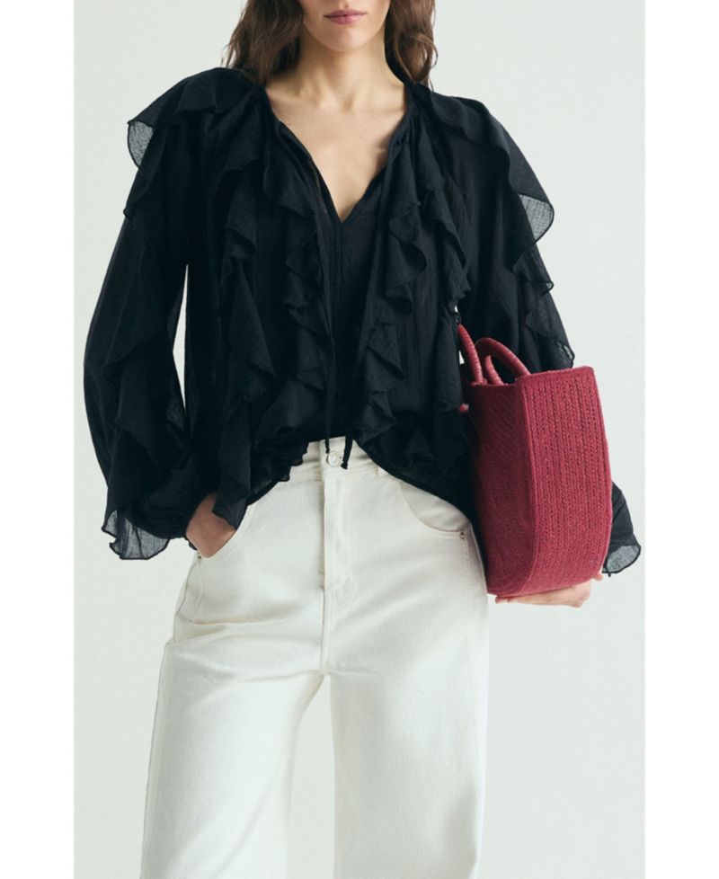 Women's Ruffled Cotton Blouse