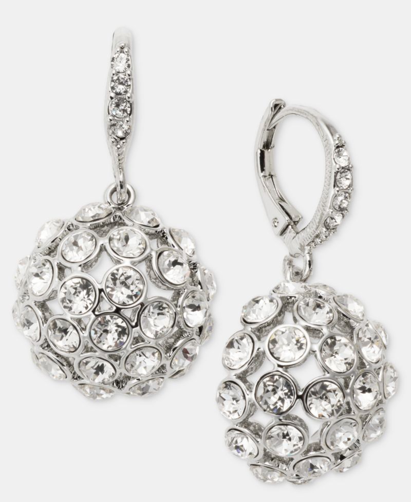 Pav&eacute; Cluster Drop Earrings
