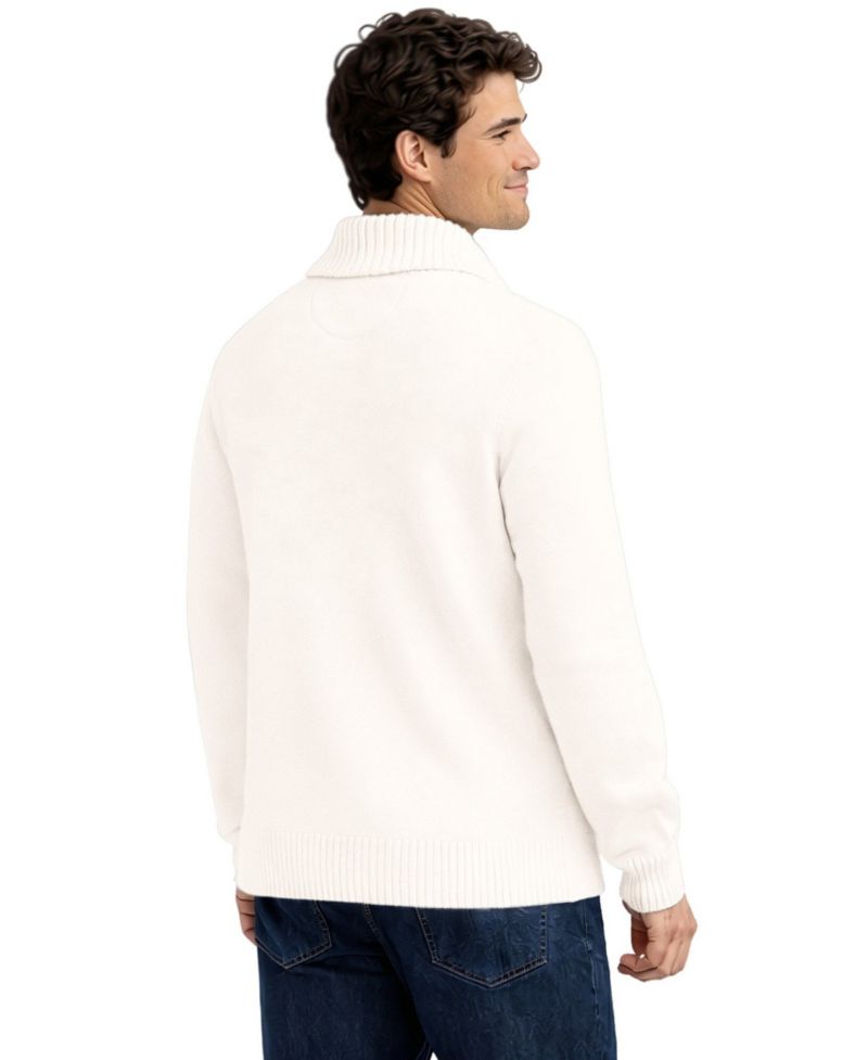 Men's Cream Buffalo Bills Shawl Collar Heavy Knit Cardigan Sweater