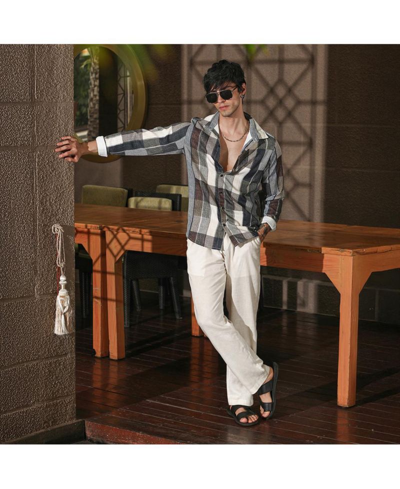 Men's Multicolour Woven-Block Oversized Shirt