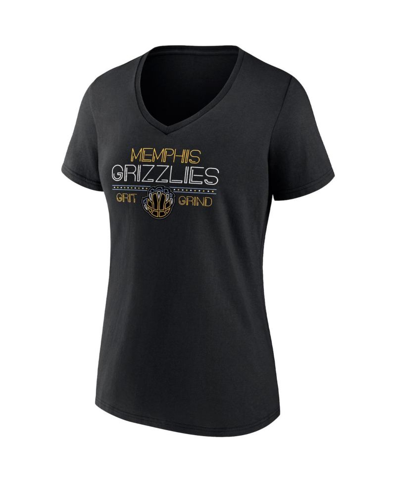 Women's Black Memphis Grizzlies Hometown Collection Grit Grind V-Neck T-shirt