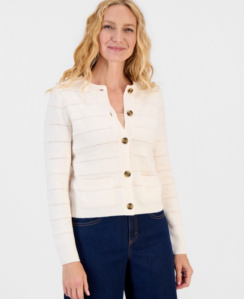 Women's Long-Sleeve Crewneck Cardigan
