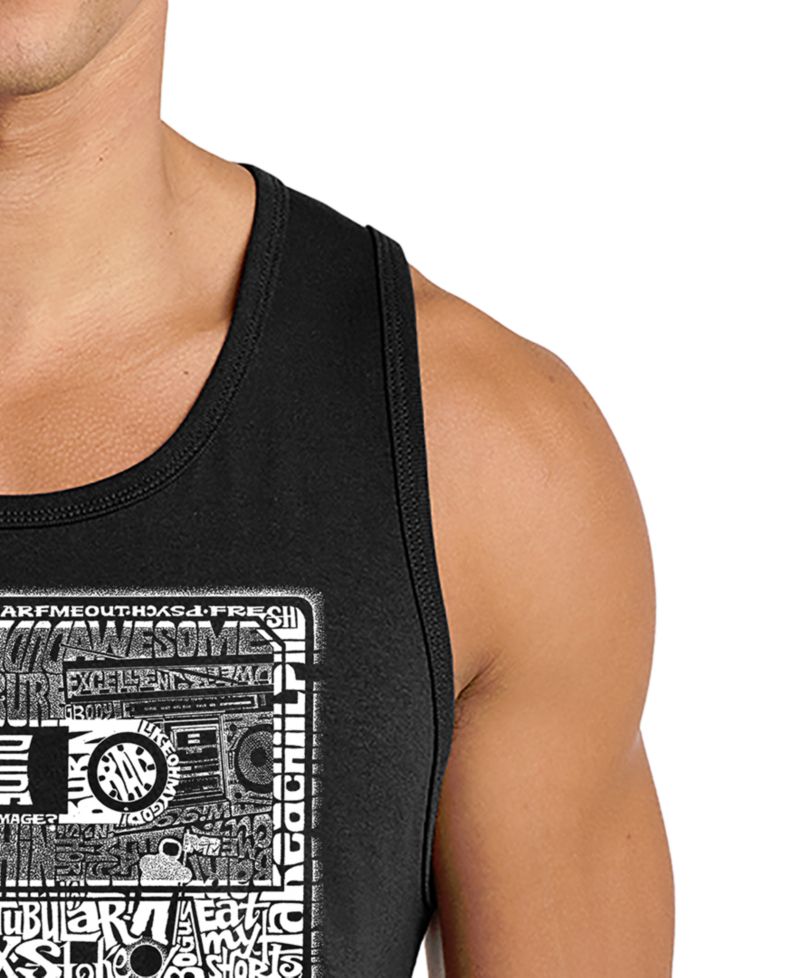 Men's Cassette Tape Retro Word Art Graphic Tank Top