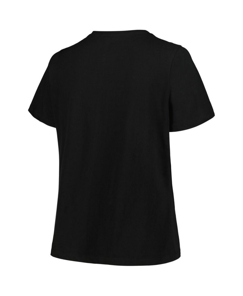 Women's Black Brooklyn Nets Plus Size Arch Over Logo V-Neck T-shirt