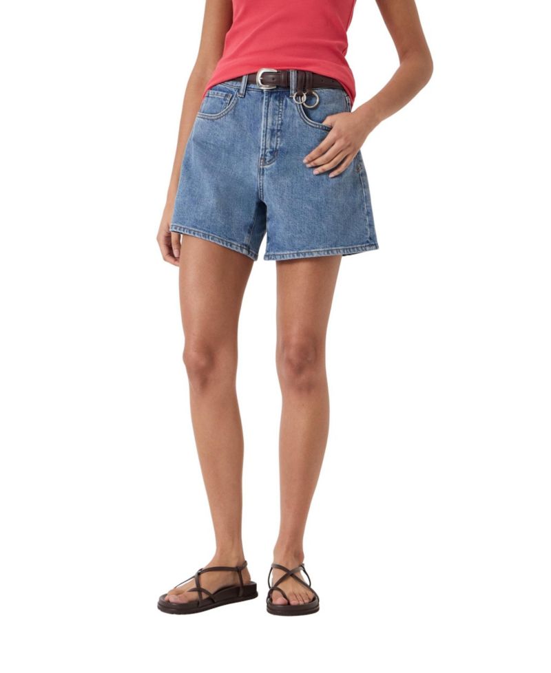 Women's Essential High-Rise Stretch Denim Wide-Leg Shorts, 5" Inseam