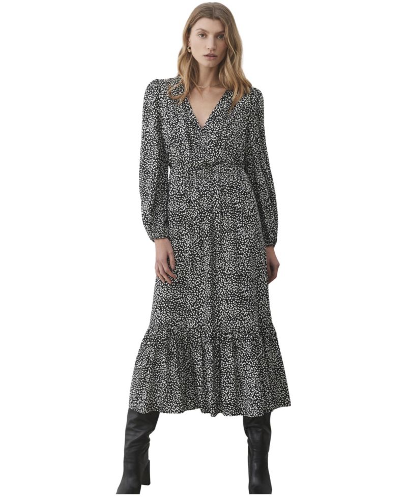 Women's Suzie Animal-Print Long-Sleeve Wrap Midi Dress