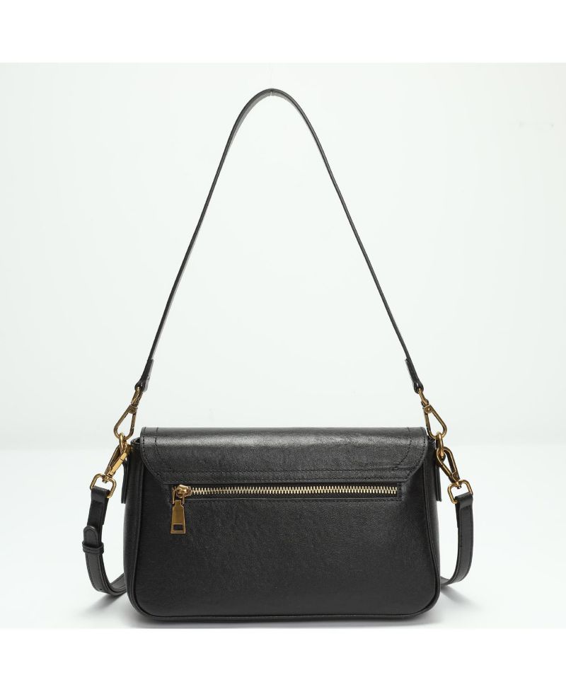 Women's Mila Leather Shoulder Bag Convertible Crossbody Purse with Gold Hardware