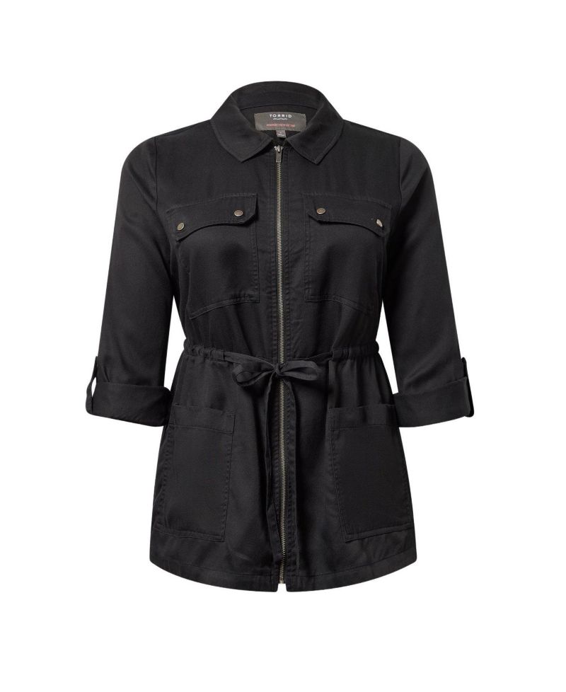Plus Size Lightweight Twill Mid-Length Anorak Jacket