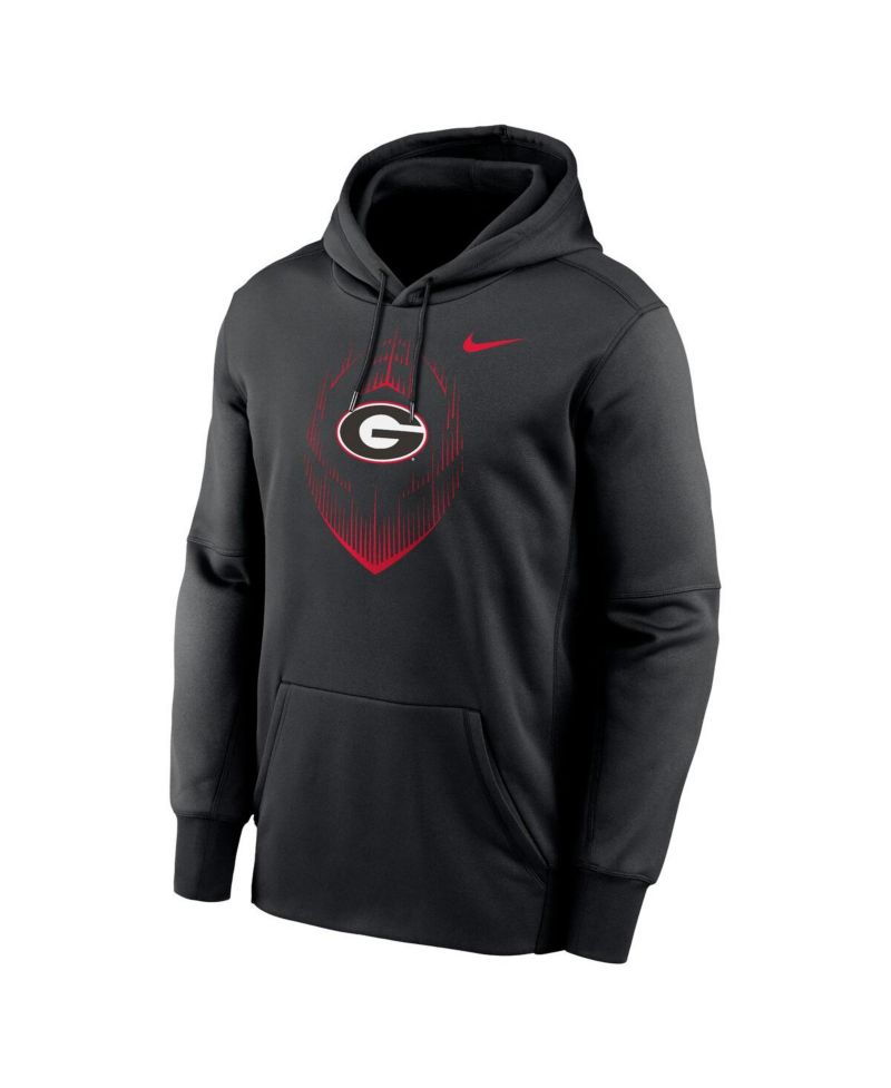 Men's Black Georgia Bulldogs Football Icon Performance Fleece Pullover Hoodie
