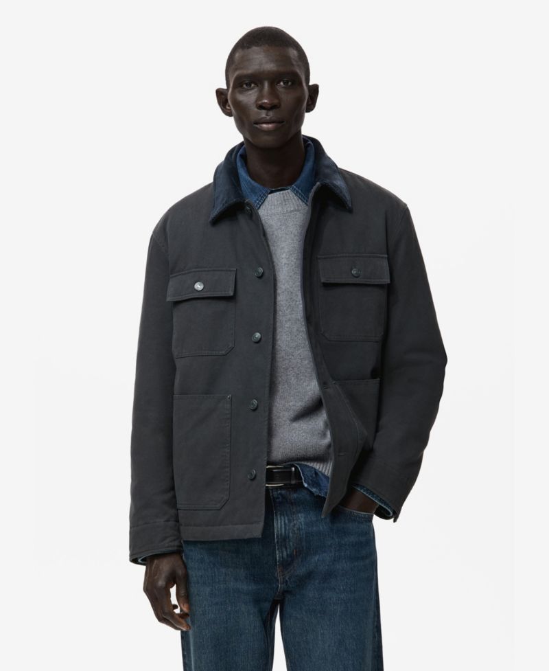 Men's Corduroy Collar Quilted Jacket