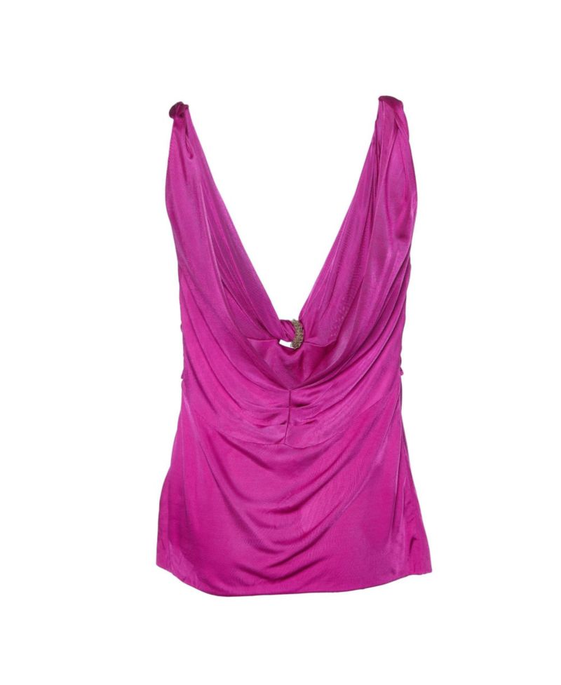 Women's Embellished V-Neck Draped Jersey Top