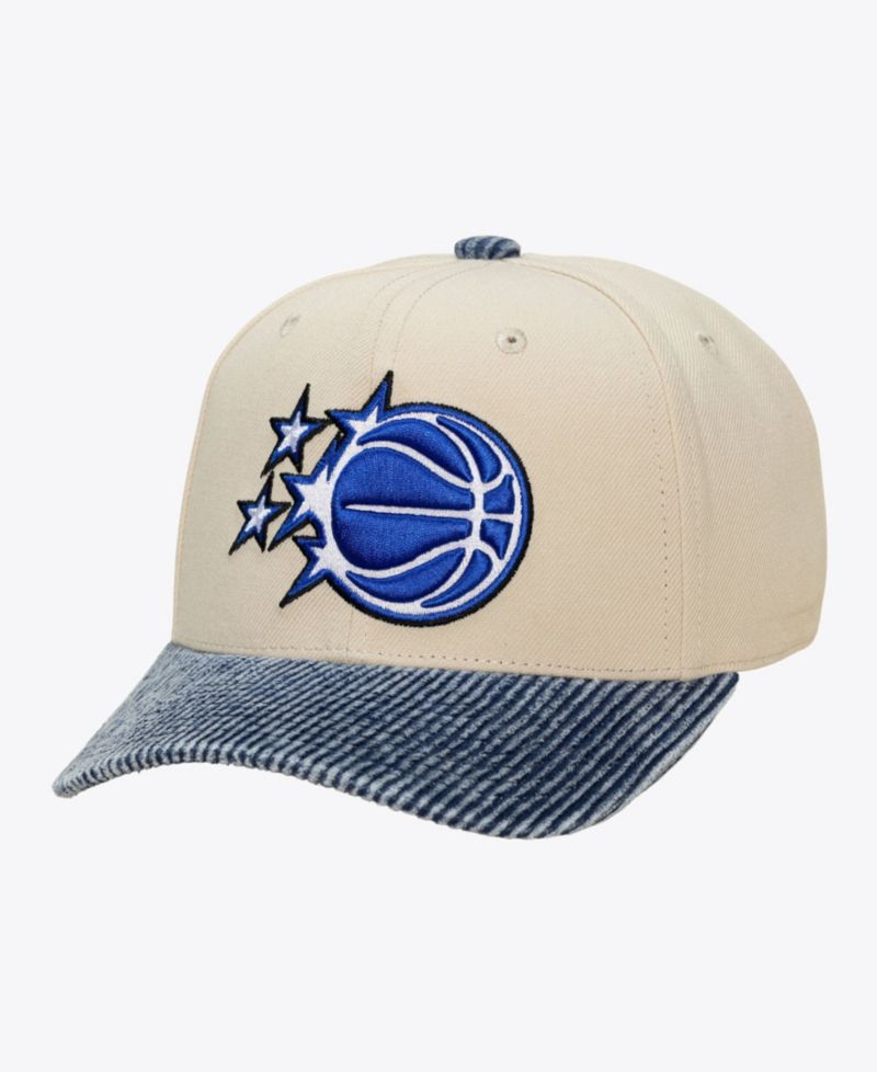 Men's Cream/Blue Orlando Magic Washed Corduroy Pro Crown Snapback Hat